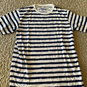 Ikka Navy and White Striped T-shirt